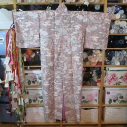 Tsumugi Kimono, taupe rosa...