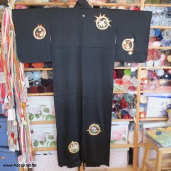 schwarzer Seiden Kimono mit...